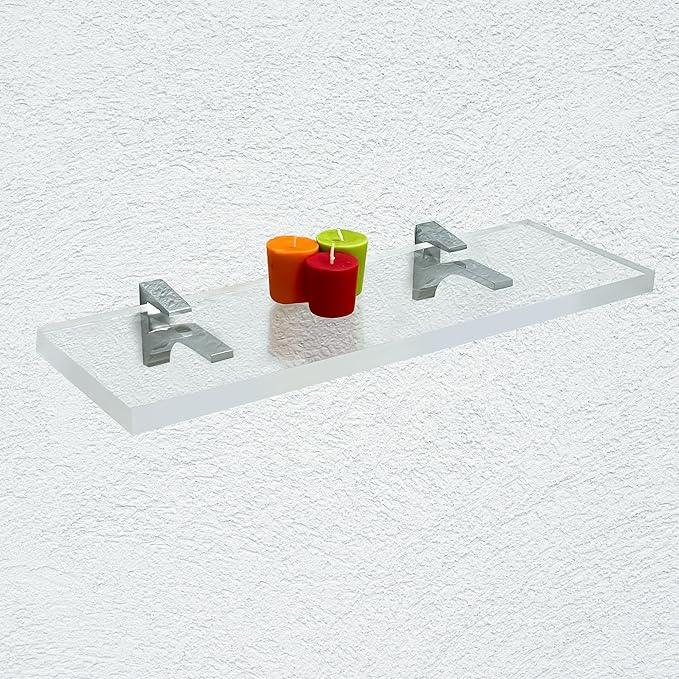 Clear Acrylic Shelves for Wall Storage, 6" W X 36" L, 3/4" Thick Wall Mounted Floating Shelves for Bedroom, Living Room, Bathroom, Kitchen -‎Easy Installation with Screws and Chrome Finish Brackets - ModernBath