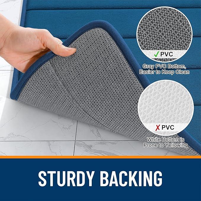 OLANLY Memory Foam Bath Mat 36x24, Super Soft Absorbent Bathroom Rugs, Quick Dry, Machine Washable Shower Floor Rugs, Bathmat Carpet, Bathroom Home Decor Accessories, Navy Blue - ModernBath