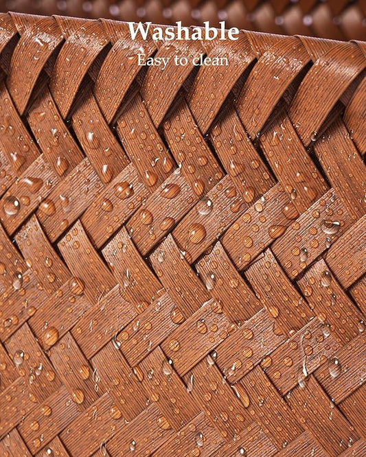 13x15x13 Woven Laundry Basket Hamper, Storage Basket for Clothes Blankets, 4-Pack Wicker Bin for Closet Shelves Bedroom Bathroom, Brown - ModernBath