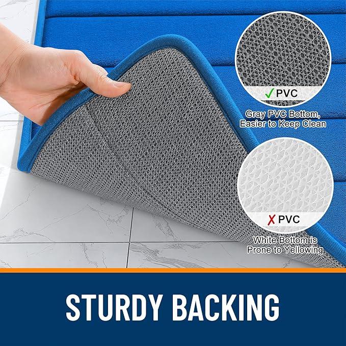 OLANLY Memory Foam Bath Mat 59x35, Super Soft Absorbent Bathroom Rugs, Quick Dry, Machine Washable Shower Floor Rugs, Bathmat Carpet, Bathroom Home Decor Accessories, Royal Blue - ModernBath