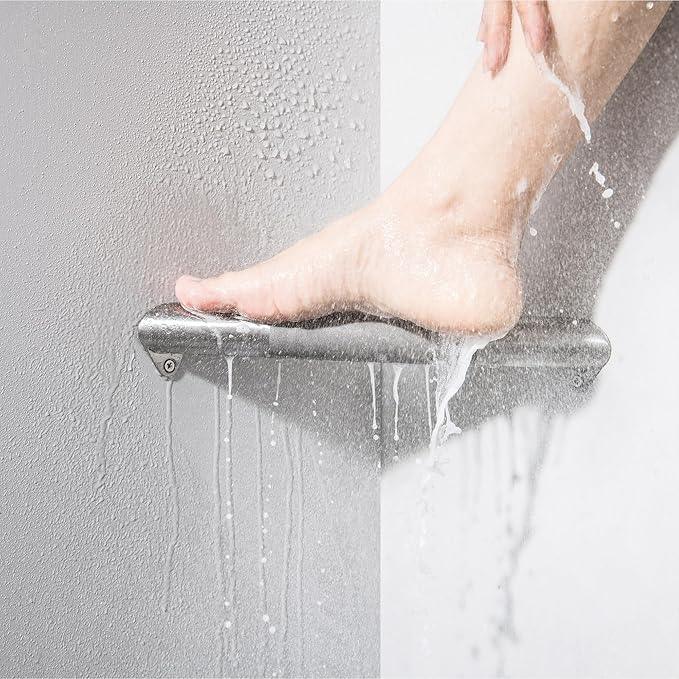 LUOGULIANG Shower Foot Rest for Shaving Legs, Wall Mounted Shower Foot Ledge, Antislip Stainless Steel Bar Foot Ledge for Bathroom, Brushed Nickel - ModernBath