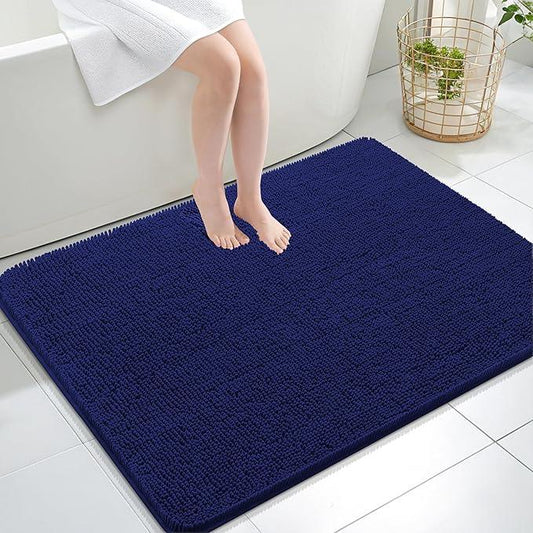 OLANLY Bathroom Rugs 40x32, Extra Soft Absorbent Chenille Bath Rugs, Rubber Backing Quick Dry, Machine Washable Bath Mats for Bathroom Floor, Tub and Shower, Home Decor Accessories, Navy - ModernBath
