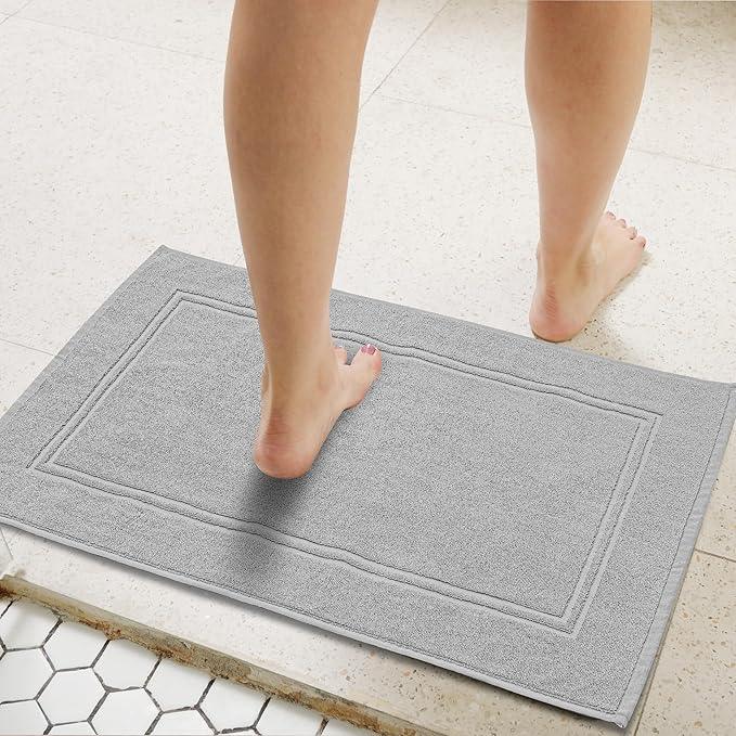 Tens Towels Pack of 2 Bath Mats 100% Cotton, 20 x 32 Inches, Super Absorbent, Hotel Quality Premium Floor Towels, Luxurious, Soft & Quick Dry, Not a Bathroom Rug, Cool Grey - ModernBath