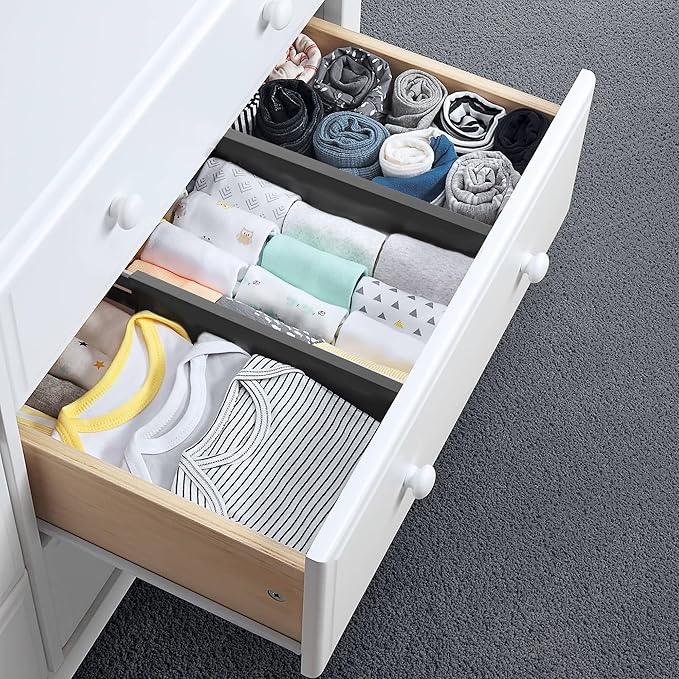 Utoplike 4 pcs Bamboo Kitchen Drawer Dividers Large, Adjustable Black Drawer Organizers, Spring Loaded, Works in Kitchen, Dresser, Bathroom, Bedroom, Drawer, Desk, 2.4" H - ModernBath