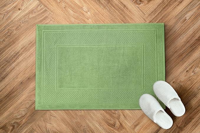 Avalon Towels Sage Green Bath Mat - 100% Cotton Set of 2 Absorbent Bathmat - Bathroom Mats Quick Dry Bath Mats for Bathrooms (22x34 Inches) - ModernBath