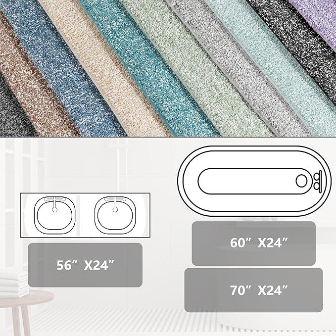 Yimobra Bathroom Runner Rug Non Slip Washable, Soft Absorbent Microfiber Long Bath Mat, Dual-Tone Decor Rug with Rubber Backing for Floor, Tub and Hallway,56x24,Home Essentials,Light Beige and White - ModernBath