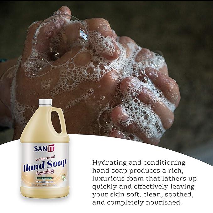 Sanit Antibacterial Foaming Hand Soap Refill - Advanced Formula with Aloe Vera and Moisturizers - All-Natural Moisturizing Hand Wash - Made in USA, Hawaii Tropical, 1 Gallon - ModernBath