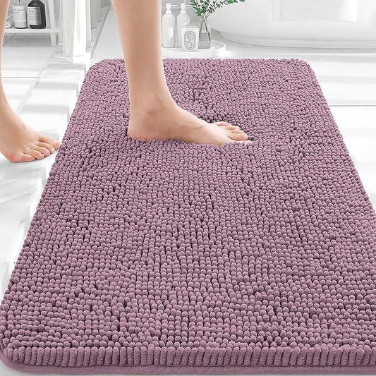 OLANLY Bathroom Rugs 30x20, Extra Soft Absorbent Chenille Bath Rugs, Rubber Backing Quick Dry, Machine Washable Bath Mats for Bathroom Floor, Tub and Shower, Home Decor Accessories, Deep Plum - ModernBath