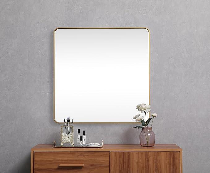 ARS Concepts Aura, Soft Corner Metal Square Mirror 48X48 Inch in, Modern, Brass - ModernBath