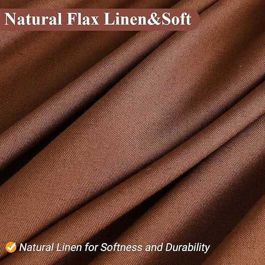 Naturoom Rustic Brown 54 Inch Shower Curtain - Stall Narrow Half Linen Ultra Thick Fabric Shower Curtain Set with Hooks, Boho Farmhouse Rustic RV Camper Bath Curtains for Bathroom, 54x78 - ModernBath