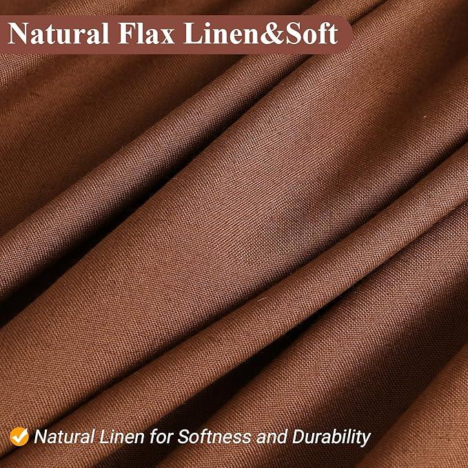 Naturoom Rustic Brown 42 Inch Shower Curtain - Stall Narrow Half Linen Ultra Thick Fabric Shower Curtain Set with Hooks, Boho Farmhouse Rustic RV Camper Bath Curtains for Bathroom, 42x72 - ModernBath