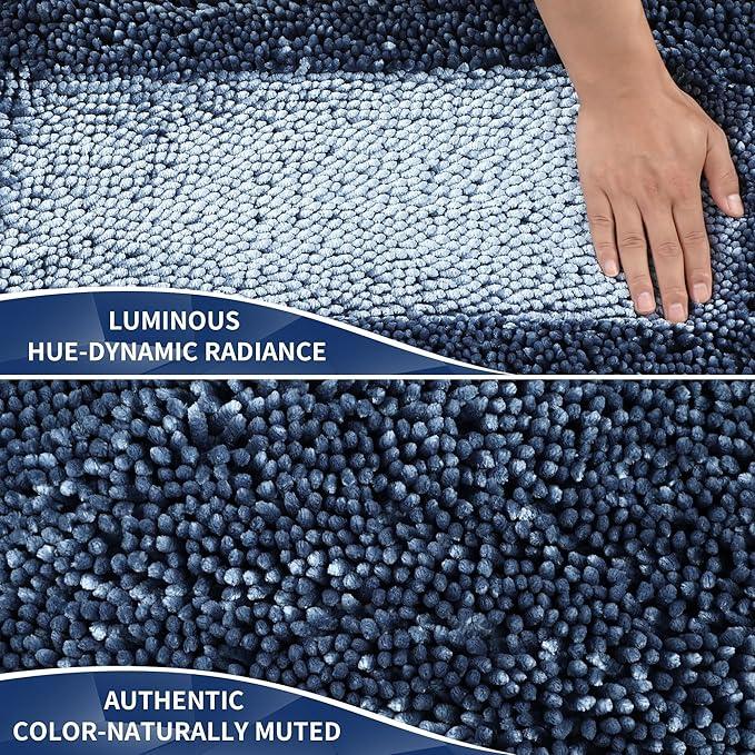 Yimobra Chenille Bathroom Rugs Non Slip, Extra Thick Soft Absorbent Bath Rug, Machine Washable Quick Dry Bath Mat for Bathroom Floor, Tub and Shower, Home Decor Accessories, 24x17, Light Blue - ModernBath
