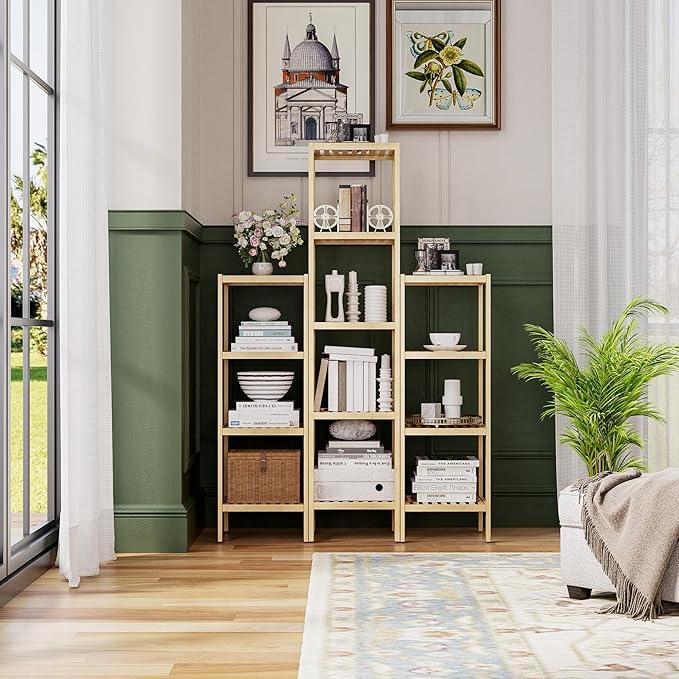 SMIBUY Bathroom Storage Shelf, 4-Tier Bamboo Rack Organizer, Multifunctional Shelving Unit for Living Room Bedroom Kitchen (Natural) - ModernBath