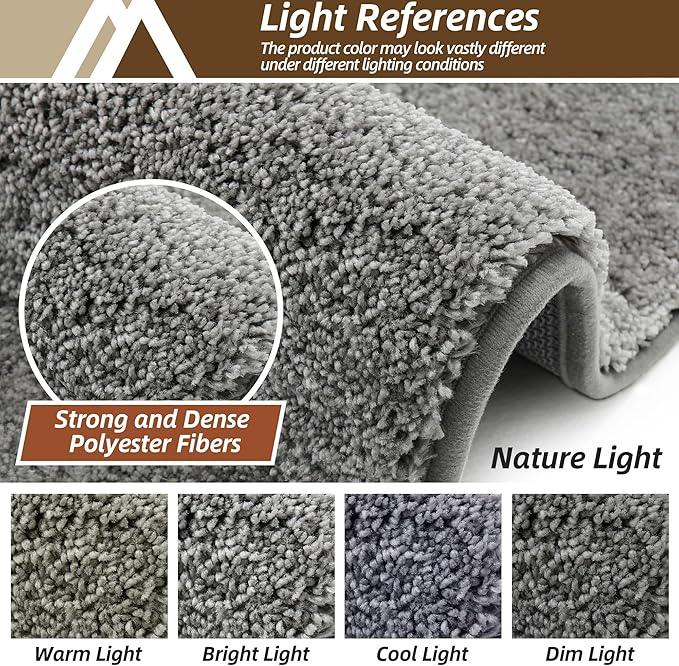 COSY HOMEER Bath Rugs for Bathroom Extra Thick - Anti-Slip Bath Mats Soft Plush Yarn Shaggy 100% Strong Mirco Polyeste Mat Living Room Bedroom Mat Floor Water Absorbent(Grey,20x32 - Inches) - ModernBath