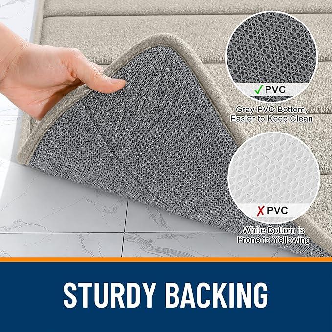 OLANLY Memory Foam Long Bathroom Rugs Runner 47x20, Super Soft Absorbent Bath Mat, Quick Dry, Machine Washable Shower Floor Rugs, Bathmat Carpet, Bathroom Home Decor Accessories, Warm Taupe - ModernBath