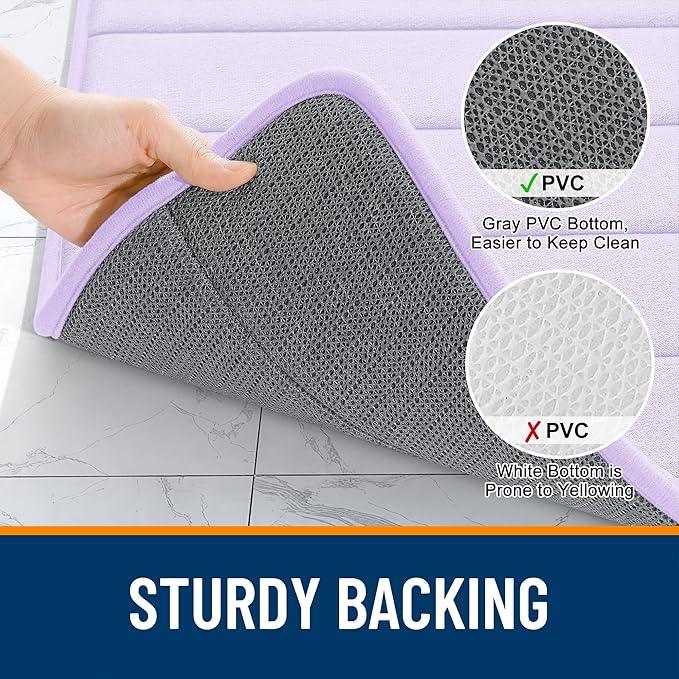 OLANLY Memory Foam Long Bathroom Rugs Runner 47x20, Super Soft Absorbent Bath Mat, Quick Dry, Machine Washable Shower Floor Rugs, Bathmat Carpet, Bathroom Home Decor Accessories, Lavender - ModernBath