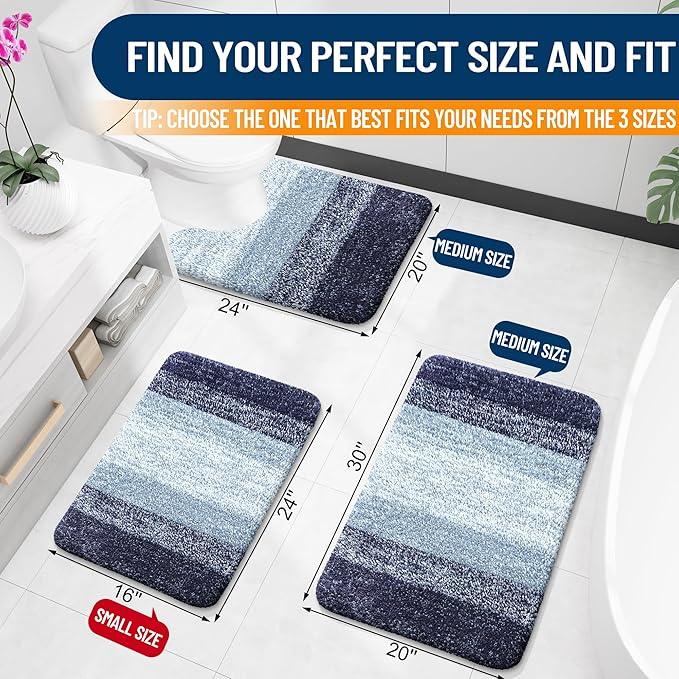 OLANLY Bathroom Rugs Mat 30x20, Extra Soft Absorbent Microfiber Bath Rugs, Rubber Backing, Quick Dry, Machine Washable Bath Mats for Bathroom Floor, Tub and Shower, Home Decor Accessories, Airy Blue - ModernBath