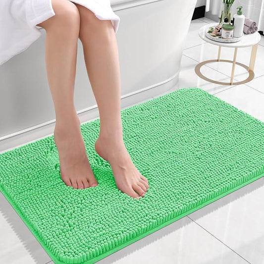OLANLY Bathroom Rugs 24x16, Extra Soft Absorbent Chenille Bath Rugs, Rubber Backing Quick Dry, Machine Washable Bath Mats for Bathroom Floor, Tub and Shower, Home Decor Accessories, Mint Green - ModernBath
