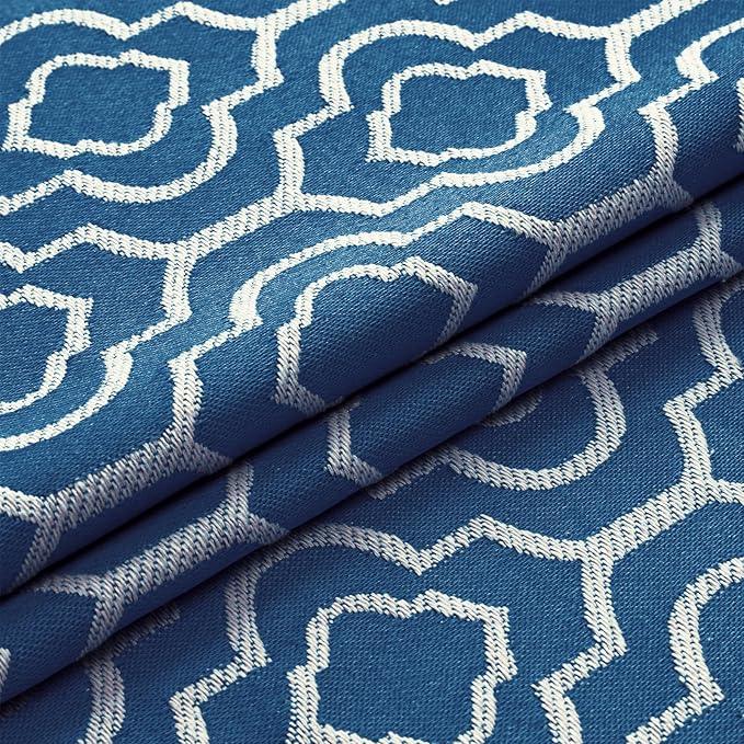 MitoVilla Blue Boho Shower Curtains for Modern Farmhouse Bathroom Decor, Bohemia Geometric Country Thick Cotton Fabric Shower Curtain, Rustic Tassel Cloth Shower Curtain, 72 x 72 - ModernBath