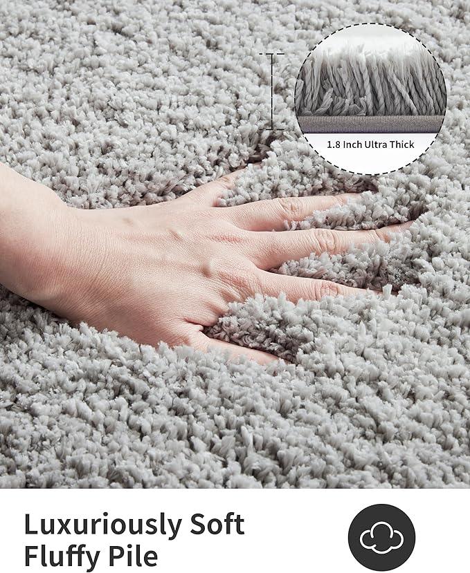 ILANGO Grey Bathroom Rugs 24" × 17" Small Non Slip & Super Absorbent Extra Thick Soft, Washable Bath Mat for Floor, Microfiber Plush Shaggy Bath Rug with Rubber for Bathtub Shower Room Sink - ModernBath