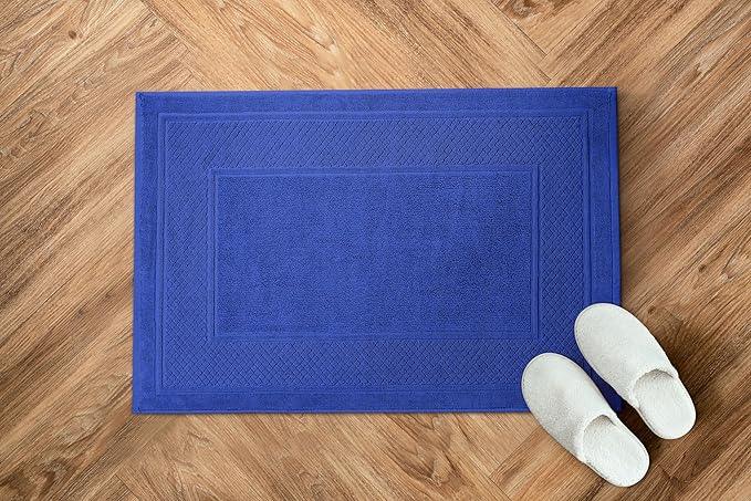 Avalon Towels Blue Bath Mat - 100% Cotton Set of 2 Absorbent Bathmat - Bathroom Mats Quick Dry Bath Mats for Bathrooms (22x34 Inches) - ModernBath