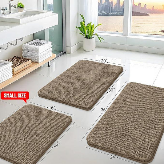 Arotive Bathroom Rugs 30x20, Extra Soft Absorbent Shaggy Chenille Bath Rugs, Machine Washable Rubber Backing Non-Slip Bath Mats for Bathroom Floor Tub and Shower, Home Decor Accessories, Camel - ModernBath