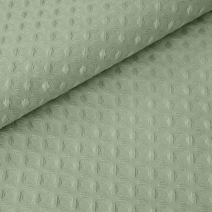 River Dream Green Heavyweight No Hooks Required Shower Curtain with Snap in Liner - Dotted Waffle Weave,Hotel Grade,Spa Like Bath Curtain,71W x 74H - ModernBath