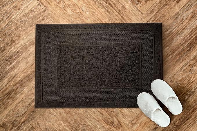 Avalon Towels Brown Bath Mat - 100% Cotton Set of 2 Absorbent Bathmat - Bathroom Mats Quick Dry Bath Mats for Bathrooms (22x34 Inches) - ModernBath