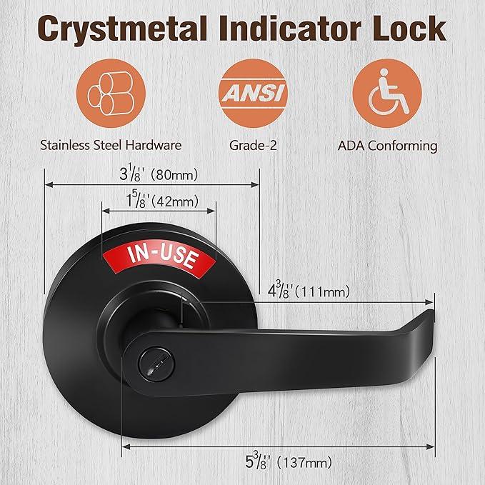 Privacy Indicator Lever Lock, Occupy Door Handle for Bathroom, Commercial Grade, for Restaurant, Office Building, Hospital, Matte Black - ModernBath