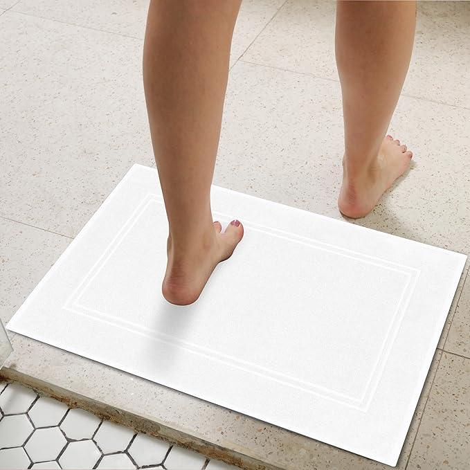 Tens Towels Pack of 2 Bath Mats 100% Cotton, 20 x 32 Inches, Super Absorbent, Hotel Quality Premium Floor Towels, Luxurious, Soft & Quick Dry, Not a Bathroom Rug, White - ModernBath
