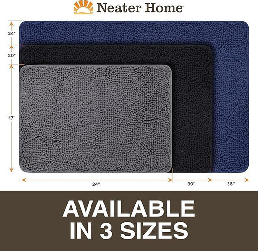 Neater Home Plush Bathroom Rugs 24x17 Thick Chenille Quick Dry Microfiber Absorbent Bath Mat, Soft Bath Rugs, Machine Washable Bathroom Floor Mat for Tub Shower Sink, Home Decor Accessories, Navy - ModernBath