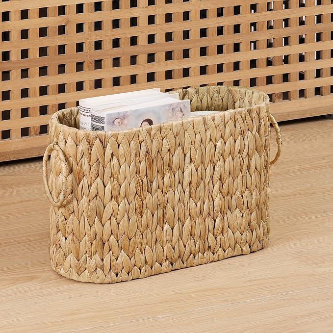 efluky Toilet Paper Storage Basket, Water Hyacinth Slim Toilet Paper Holder- Holds Up to 9 Mega Rolls, Home Bathroom Decor Organizer - ModernBath