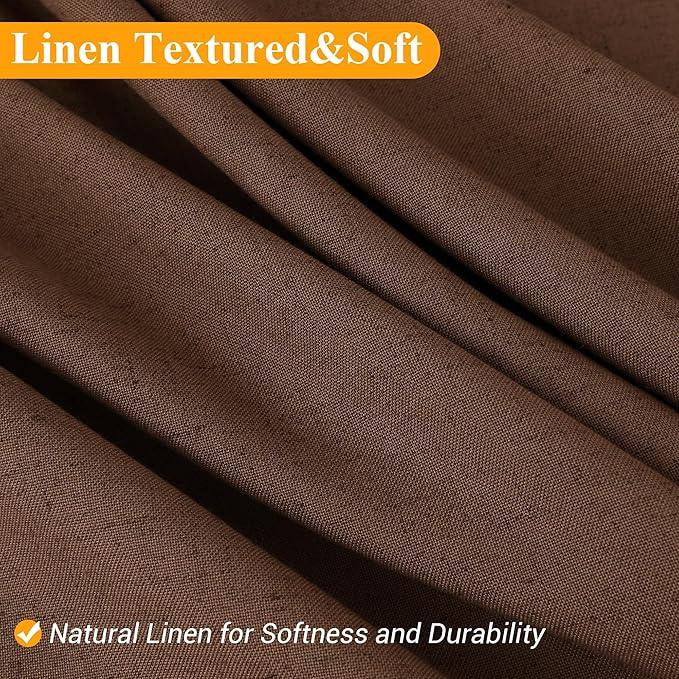 Naturoom Caramel Brown Linen Shower Curtain, Country Boho Farmhouse Bath Decor Shower Curtains Neutral Cloth Weighted Textured Fabric Bath Curtain Liner with Hooks, 72x84 - ModernBath