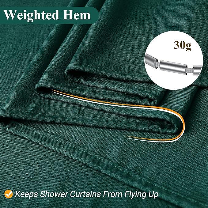 Naturoom Dark Green 48 Inch Shower Curtain - Stall Narrow Half Linen Ultra Thick Fabric Shower Curtain Set with Hooks, Boho Farmhouse Rustic RV Camper Bath Curtains for Bathroom, 48x72 - ModernBath