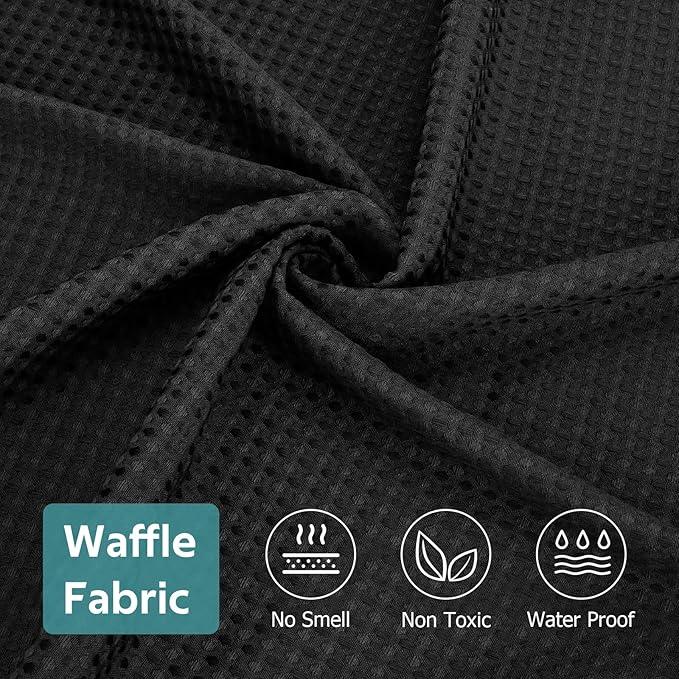 Vipfree 3 in 1 Shower Curtain Set, Waffle Shower Curtain and Liner Set with 12 Double Sided Shower Curtain Hooks, 258GSM Luxury Weighted Cloth Shower Curtains for Bathroom, 72 W x 84 H, Black - ModernBath