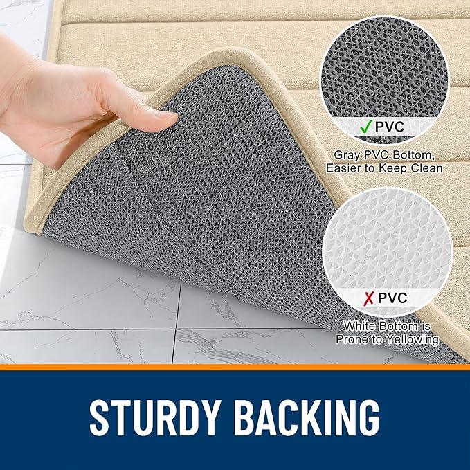 OLANLY Memory Foam Bath Mat 36x24, Super Soft Absorbent Bathroom Rugs, Quick Dry, Machine Washable Shower Floor Rugs, Bathmat Carpet, Bathroom Home Decor Accessories, Beige - ModernBath