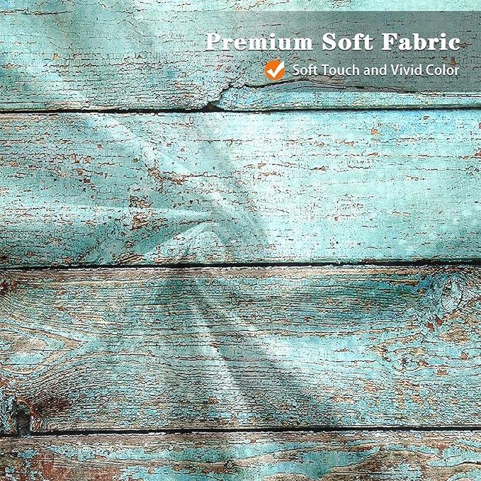 Culudea Turquoise Wooden Shower Curtain Set, Teal Green Blue Bathroom Window Waterproof Shower Curtain Set for Bathroom Decor - ModernBath