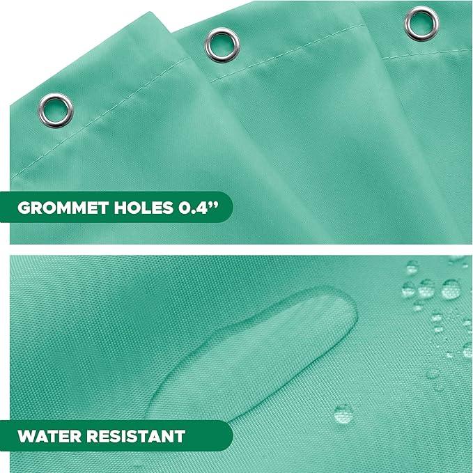 Biscaynebay Quality Fabric Shower Curtain Liners 72 Inch by 72 Inch, Teal Water Resistant Bathroom Curtains Rust Resistant Grommets & Weighted Bottom Hem Machine Washable - ModernBath