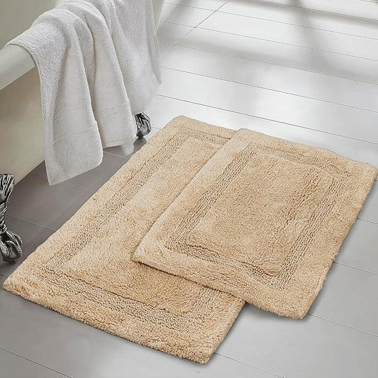 C23 Luxury Bathroom Rugs, Bath Mat - 20"x32" & 16"x24", 2200 GSM Tufted Cotton Bathroom Mat, Ultra-Absorbent Quick Dry Heavyweight Non-Slip Bathmat, Thick Soft Plush Machine Washable Bath Rug - 2 Pack - ModernBath