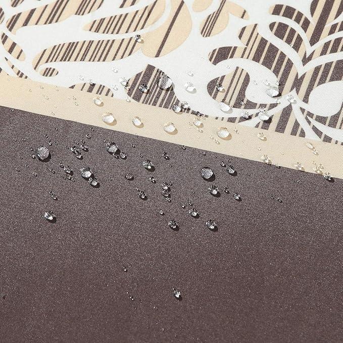 BESTRIPES Long Fabric Shower Curtain, Brown Damask Print Cloth Shower Curtains for Bathroom, Waterproof Bathroom Curtains, 78" W x 78" H - ModernBath
