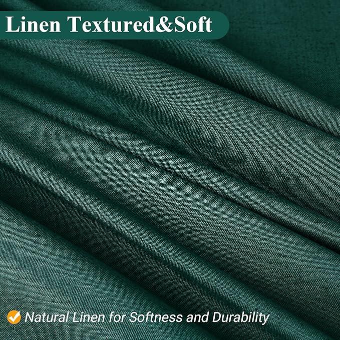 Naturoom Dark Green 36 Inch Shower Curtain - Stall Narrow Half Linen Ultra Thick Fabric Shower Curtain Set with Hooks, Boho Farmhouse Rustic RV Camper Bath Curtains for Bathroom, 36x72 - ModernBath