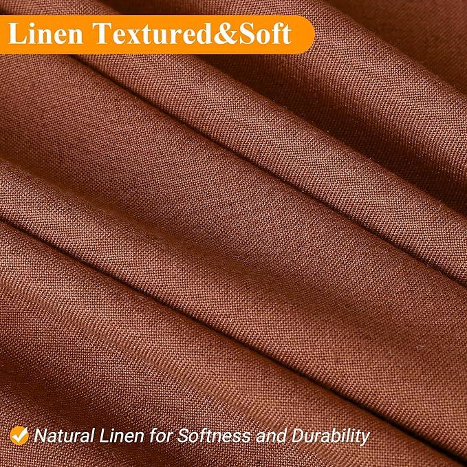 Naturoom Terracotta 42 Inch Boho Shower Curtain - Stall Narrow Half Linen Ultra Thick Fabric Shower Curtain Set with Hooks, Farmhouse Rustic RV Camper Bath Curtains for Bathroom, 42x72 - ModernBath