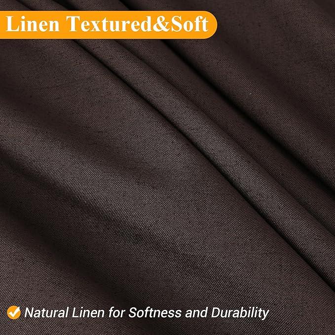 Naturoom Chocolate Brown Linen Shower Curtain, Country Boho Farmhouse Bath Decor Shower Curtains Neutral Cloth Weighted Textured Fabric Bath Curtain Liner with Hooks, 72x78 - ModernBath