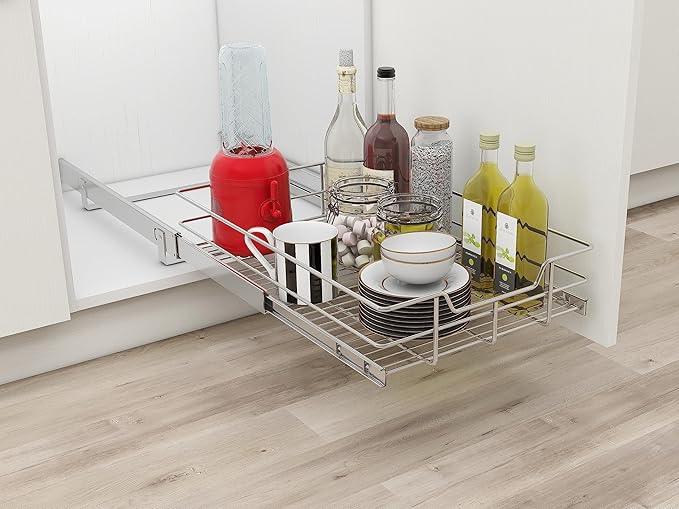 Pull Out Cabinet Organizer 14" W X 17" D, Slide Out Drawers For Kitchen Organizers and Storage, Pull Out Drawers For Cabinets Capacity Heavy Duty Caddy, Cabinet Shelves Chrome-Plated, Bathroom Pantry - ModernBath
