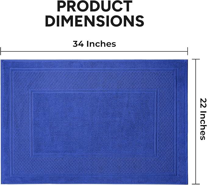 Avalon Towels Blue Bath Mat - 100% Cotton Set of 2 Absorbent Bathmat - Bathroom Mats Quick Dry Bath Mats for Bathrooms (22x34 Inches) - ModernBath