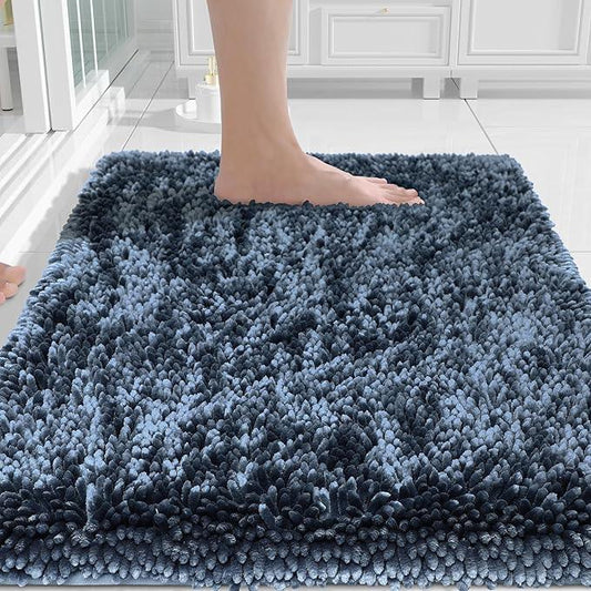 Yimobra Chenille Bathroom Rugs Non Slip, Extra Thick Soft Absorbent Bath Rug, Machine Washable Quick Dry Bath Mat for Bathroom Floor, Tub and Shower, Home Decor Accessories, 24x17, Light Blue - ModernBath