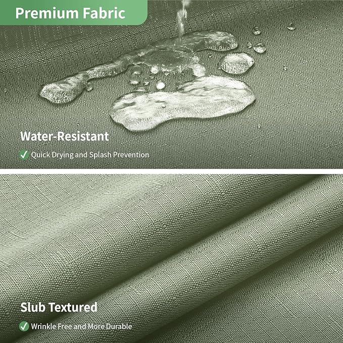 eachope Sage Green No Hook Shower Curtain with Snap-in Fabric Liner Set,Slub Textured Fabric Shower Curtains for Bathroom,Hotel Style Modern Shower Curtain,Water Repellent & Washable,71x74(72) - ModernBath