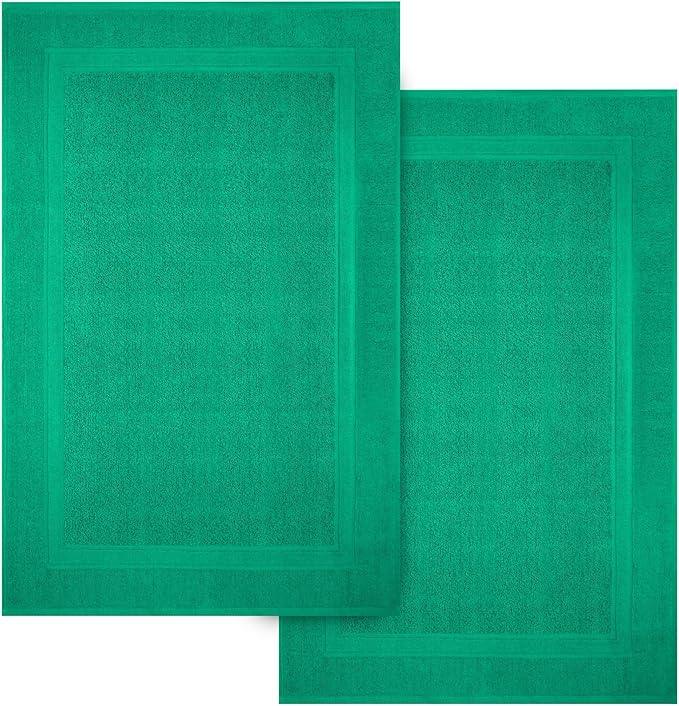 Infinitee Xclusives Premium Cotton Bath Mats for Bathroom – Pack of 2 | 34x22 Inches | Ultra Soft, Super Absorbent, Non-Slip, Machine Washable Mats (Vivid Green) [Not a Rug] - ModernBath