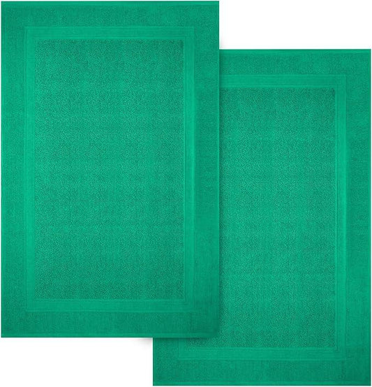 Infinitee Xclusives Premium Cotton Bath Mats for Bathroom – Pack of 2 | 34x22 Inches | Ultra Soft, Super Absorbent, Non-Slip, Machine Washable Mats (Vivid Green) [Not a Rug] - ModernBath