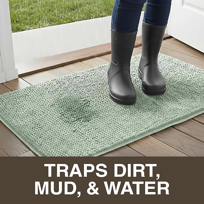Neater Home Plush Bathroom Rugs 36x24 Thick Chenille Quick Dry Microfiber Absorbent Bath Mat, Soft Bath Rugs, Machine Washable Bathroom Floor Mat for Tub Shower Sink, Home Decor Accessories, Green - ModernBath